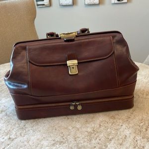 Italian leather overnight bag, EUC